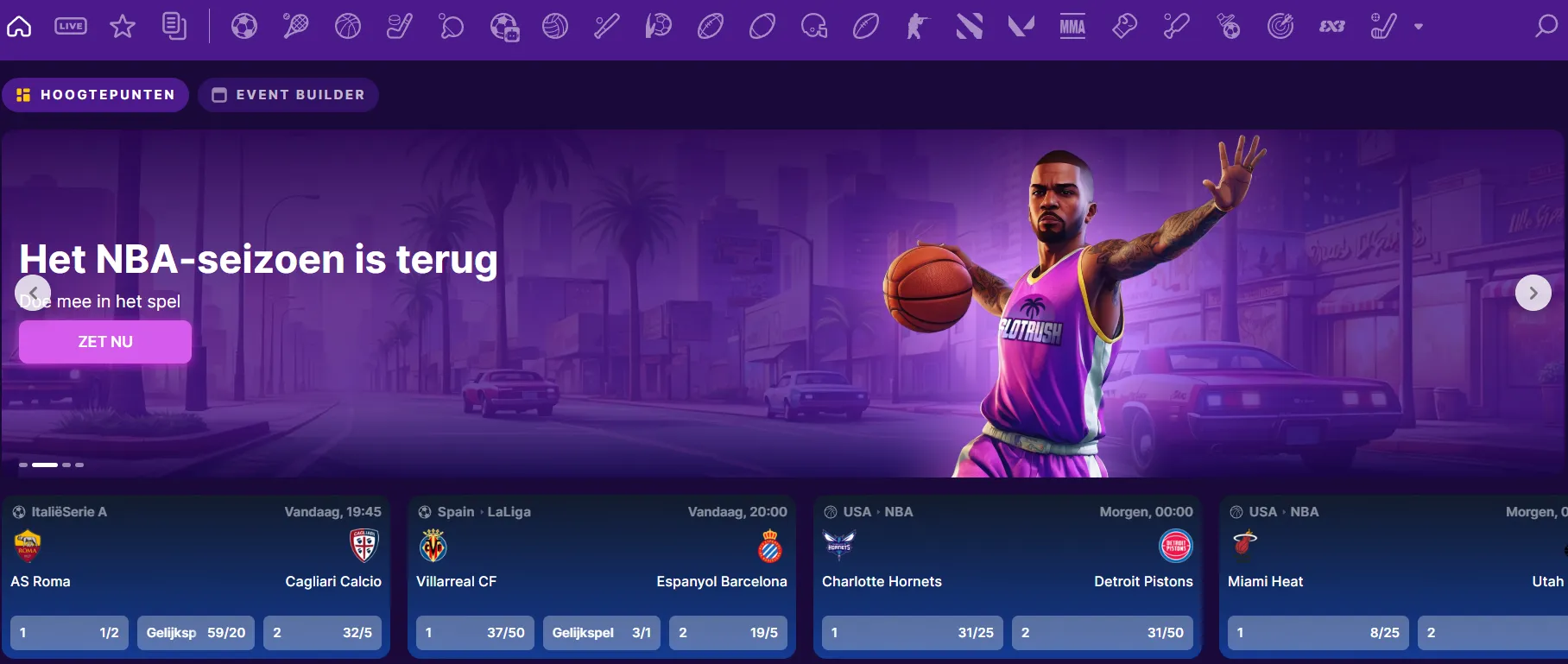 Online sportwedden en live sportweddenschappen bij SlotRush